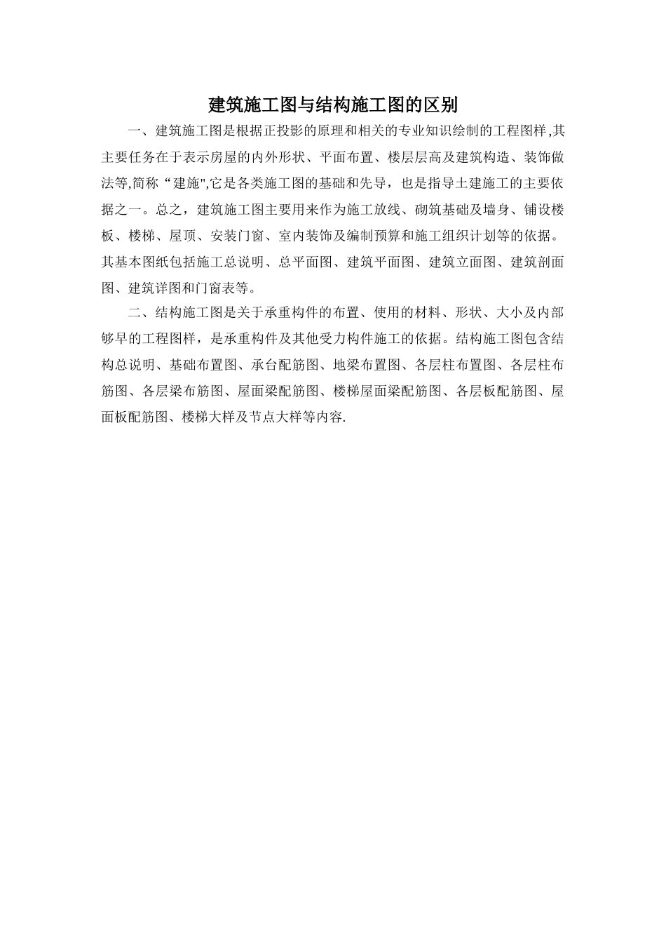 建筑施工图与结构施工图的区别_第1页