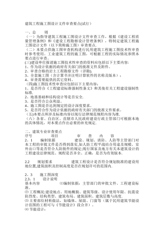 建筑施工图设计文件审查要点