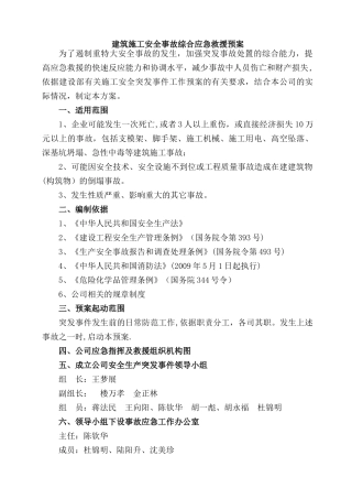 建筑施工安全事故综合应急救援预案