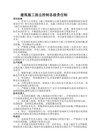 建筑施工扬尘控制各级责任制