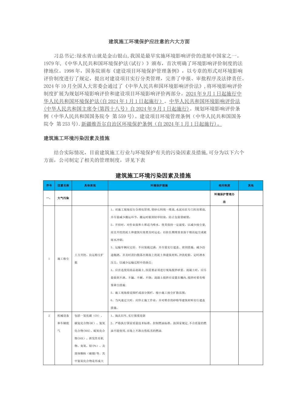 建筑施工环境保护应注意的六大方面_第1页