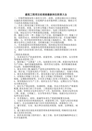 建筑施工项目经理岗位职责精要