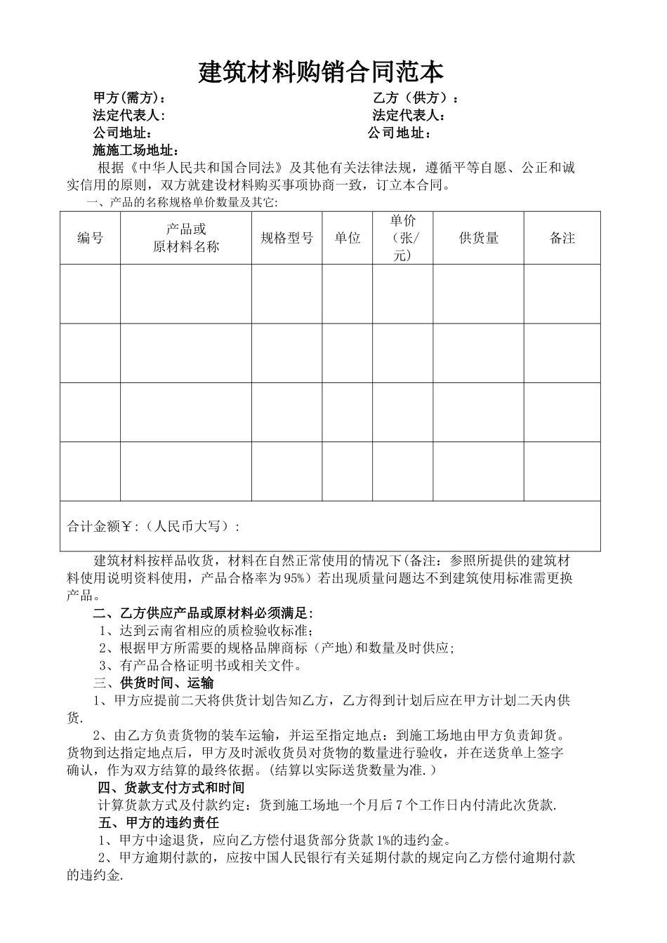 建筑材料购销合同范本_第1页