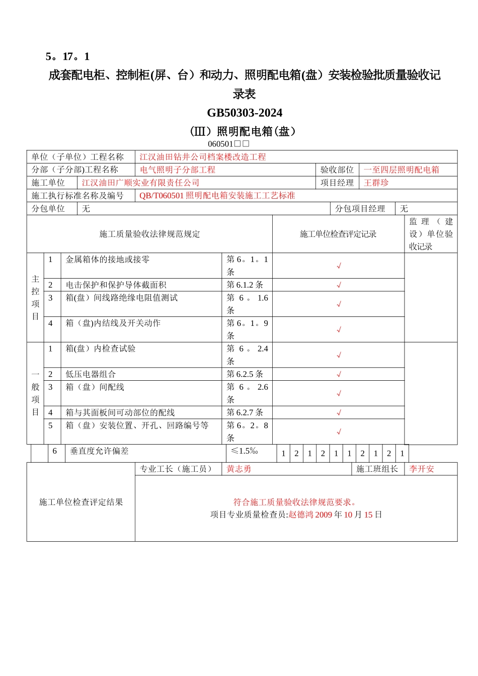 建筑电气GB50303-2002工程质量验收表_第1页