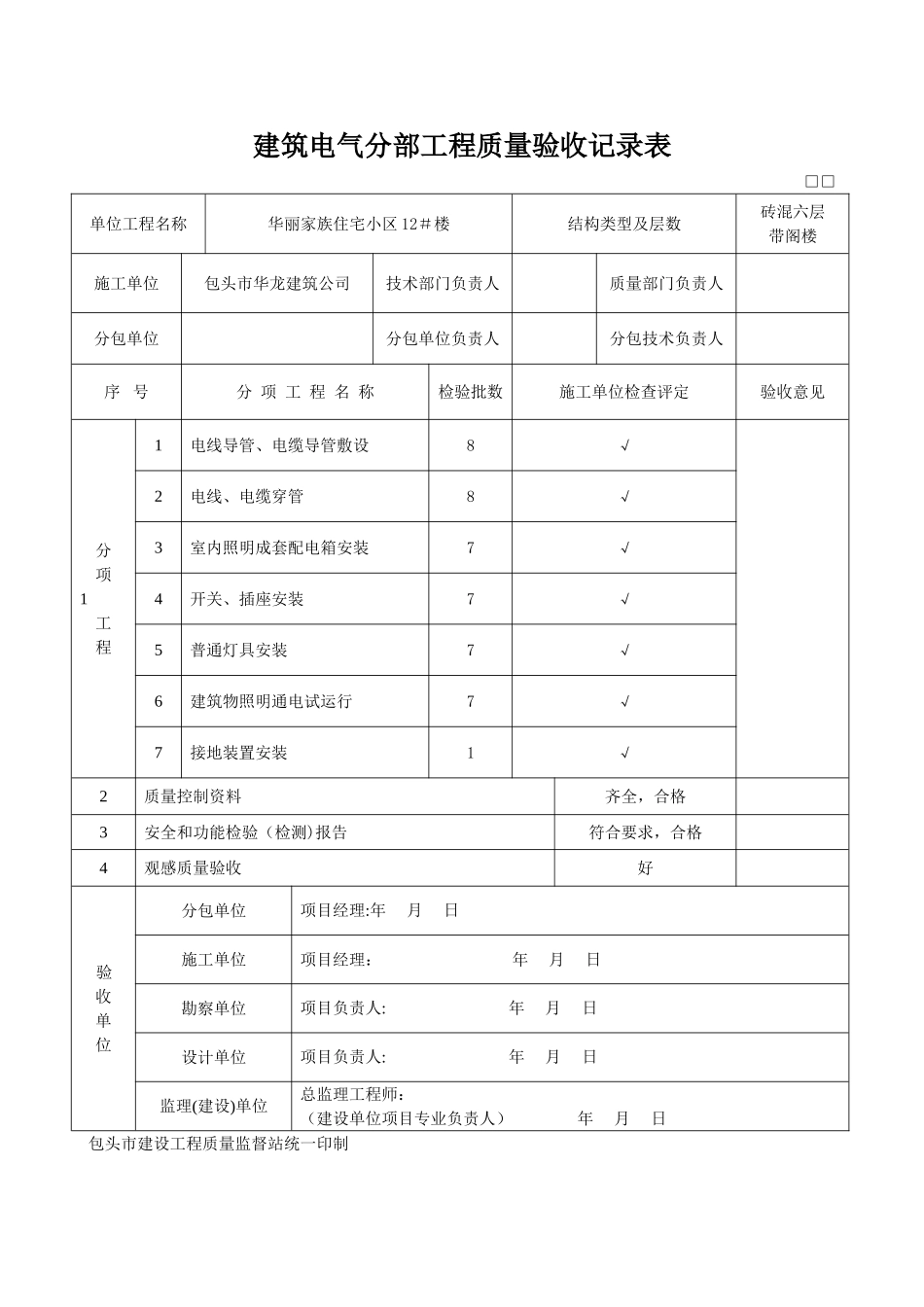 建筑电气分部工程质量验收记录表_第2页