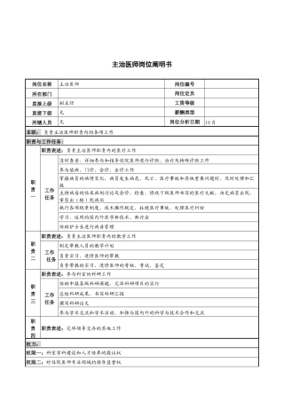 2025年湖北新华医院主治医师岗位说明书