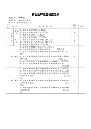 建设单位安全检查记录表