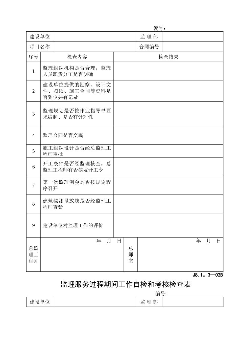 建设单位对监理服务的评价表_第2页
