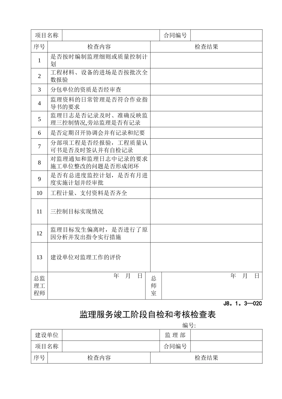 建设单位对监理服务的评价表_第3页