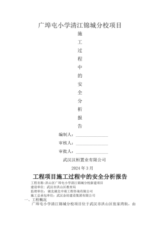 建设单位项目施工过程中的安全分析报告