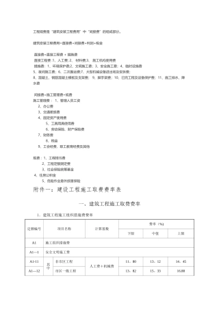 建设工程施工取费费率表