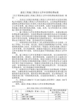 建设工程施工图设计文件审查费收费标准