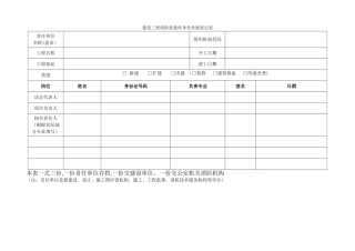 建设工程消防质量终身负责制登记表