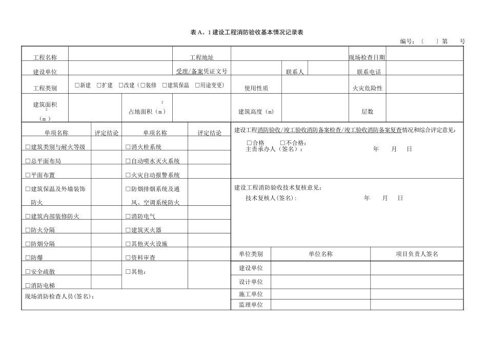 建设工程消防验收基本情况记录表_第1页