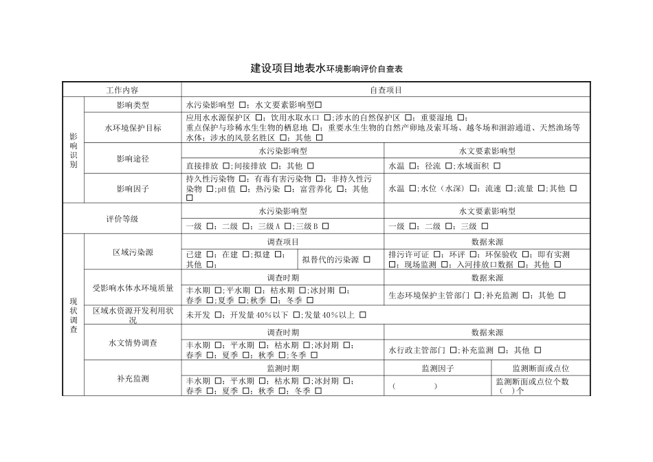 建设项目地表水环境影响评价自查表_第1页