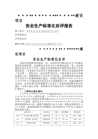建设项目安全标准化自评报告