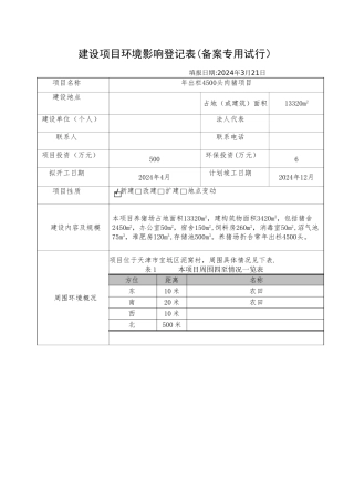 建设项目环境影响登记表(养殖有限公司)