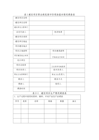 建设项目调查表