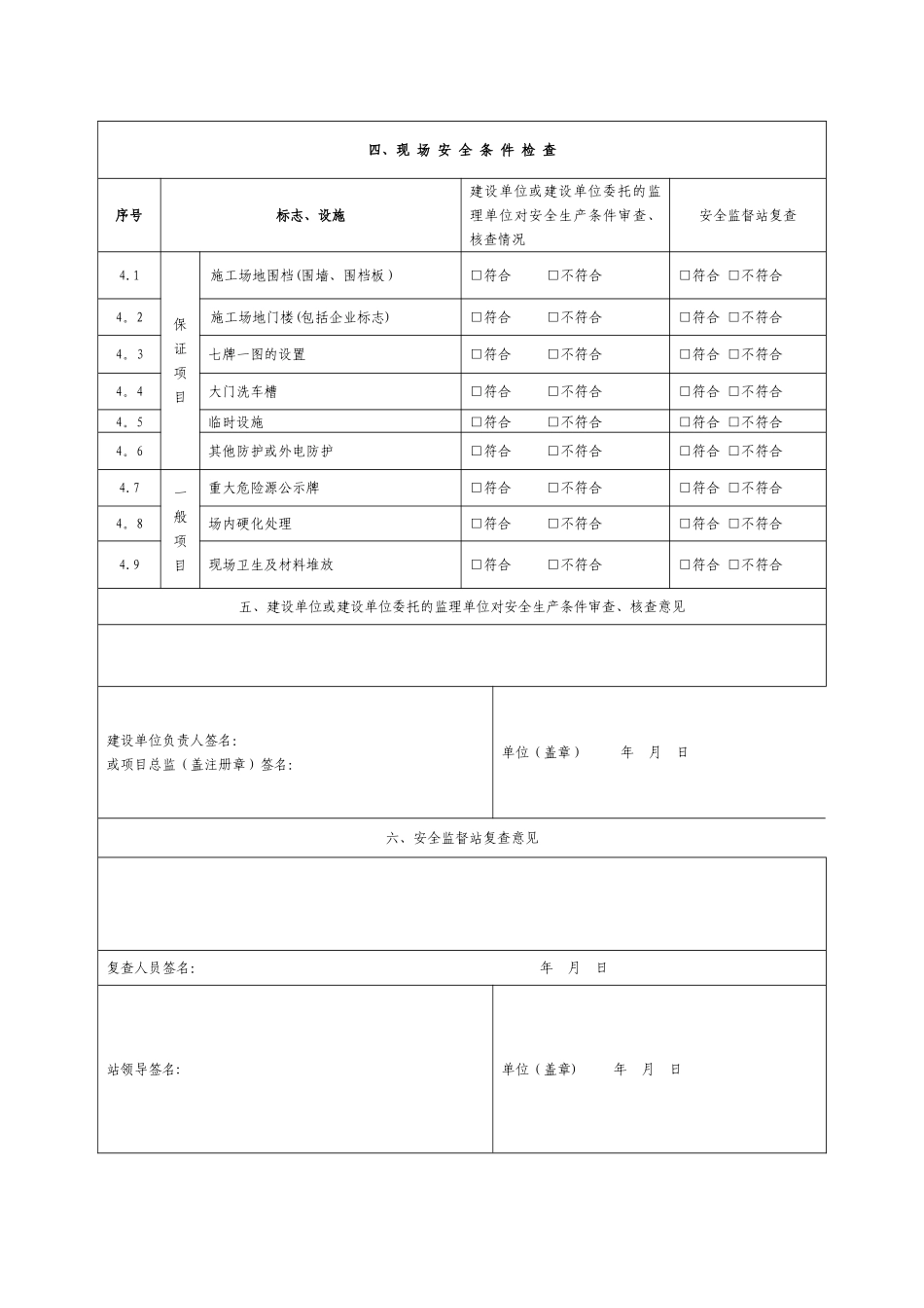 开工前安全生产条件审查表_第2页