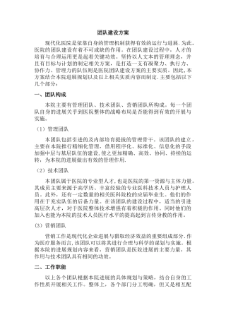 弘大医院团队建设方案