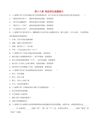 2025年淄博专版中考物理第十八章物态变化真题演练