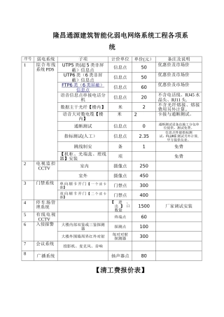 弱电工程报价表