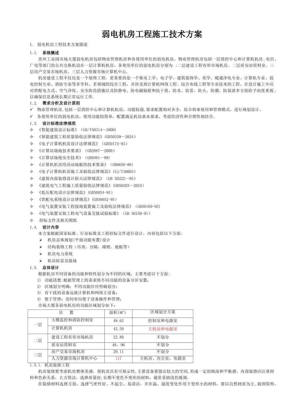 弱电机房工程施工技术方案_第1页