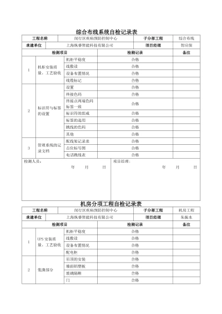 弱电系统自检记录检查表