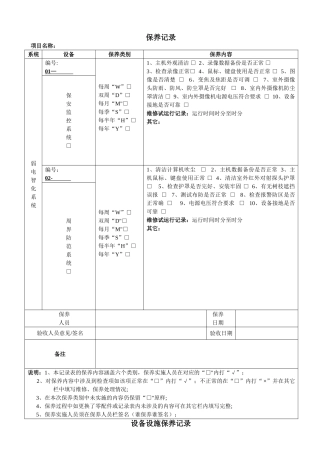 弱电设备设施保养记录表格