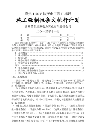 强制性条文执行计划