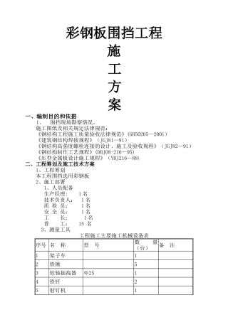 彩钢板围挡施工方案