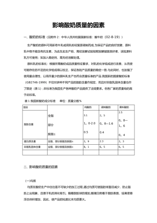 影响酸奶质量的因素