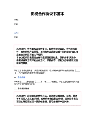 影视合作协议书范本