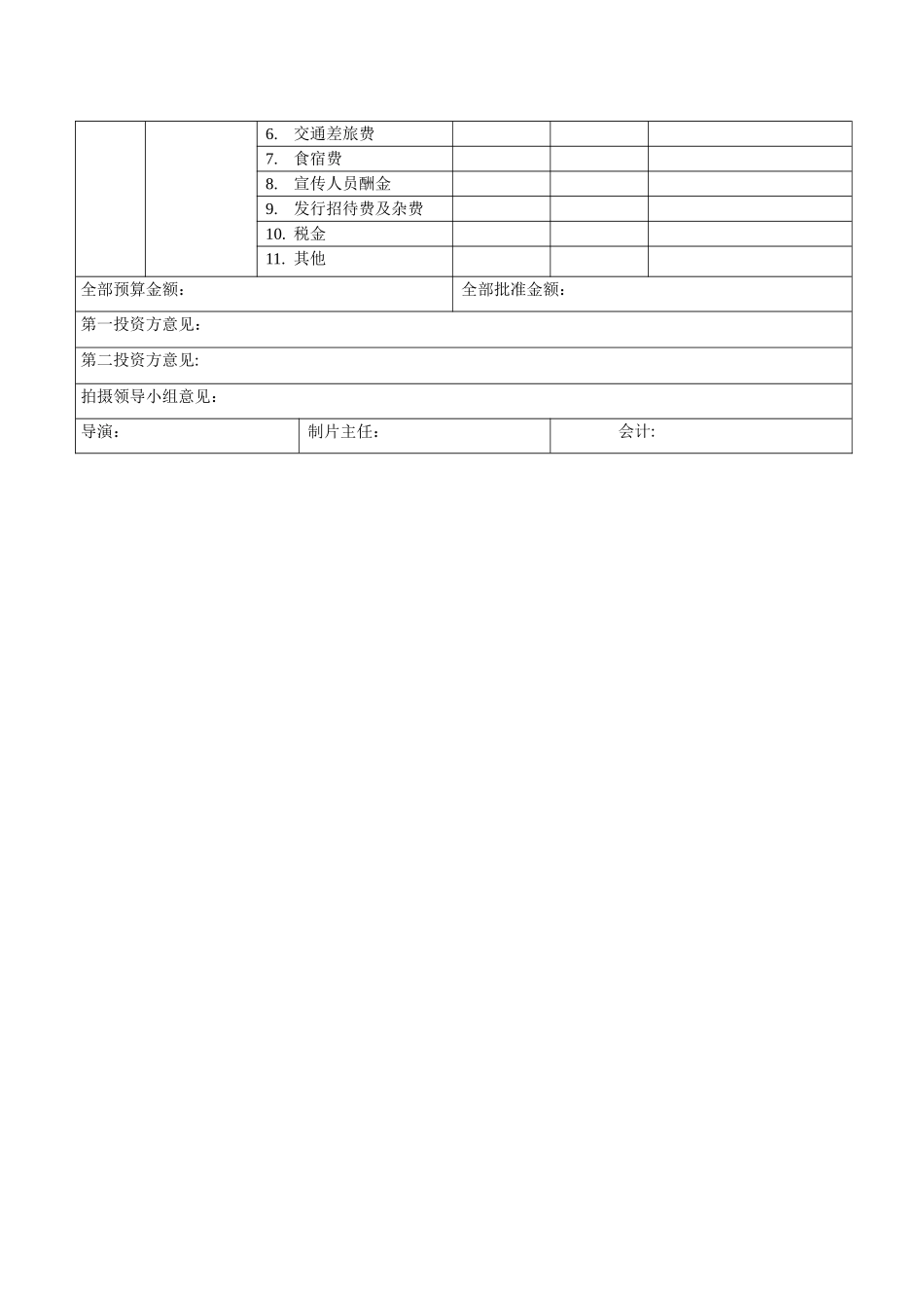 影视摄制经费预算总表_第3页