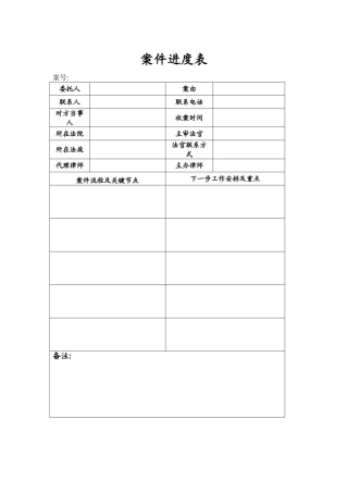 律师事务所案件进度表