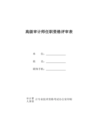 2025年高级审计师任职资格评审表