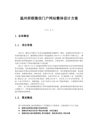 微信门户网站整体设计方案V1.0.0.0