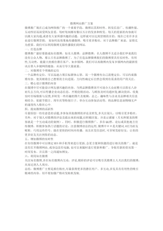 微博网站推广经典方案