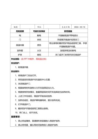 微波炉安全操作规程