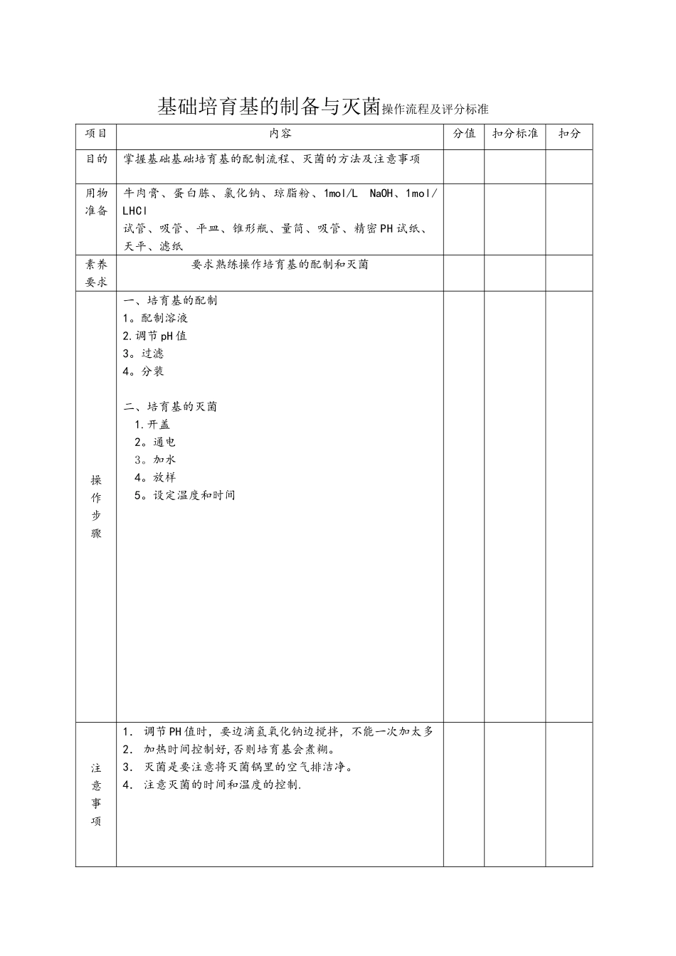 微生物学检验--操作流程及评分标准_第3页