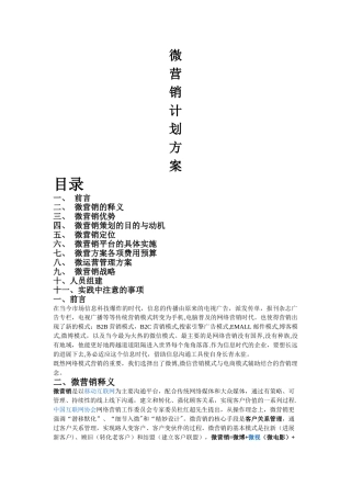 微营销策划方案