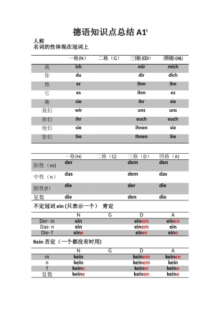 德语知识点总结A1