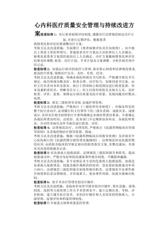 心内科医疗质量安全管理与持续改进方案