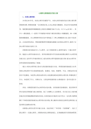 心理学主要流派及代表人物