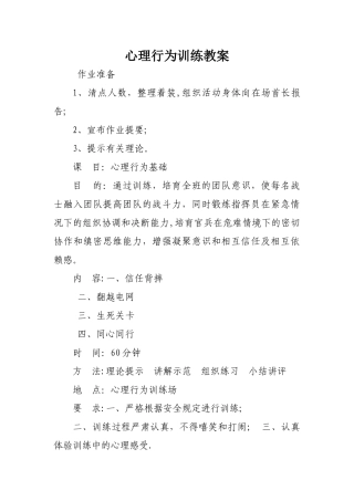 心理行为训练教案