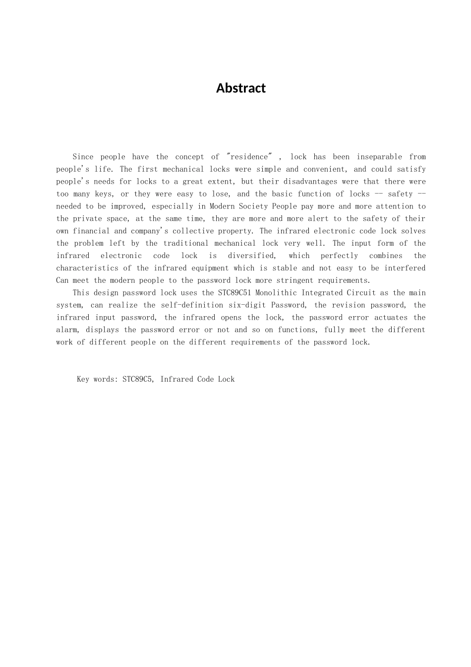 基于单片机的红外遥控电子密码锁_第2页