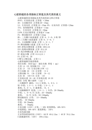 心脏彩超的各项指标正常值及其代表的意义