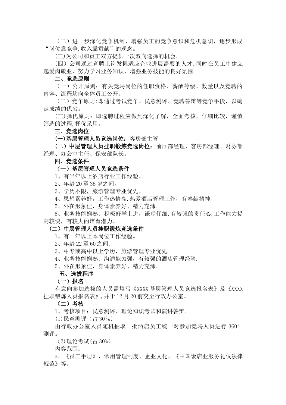 快捷性宾馆管理人员竞聘方案_第3页