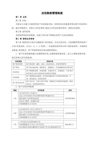 快消行业应收账款管理制度