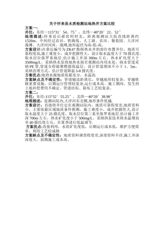 怀来热水井方案